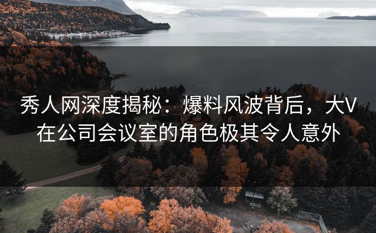 秀人网深度揭秘：爆料风波背后，大V在公司会议室的角色极其令人意外