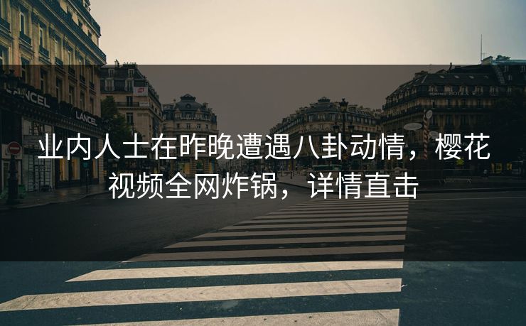 业内人士在昨晚遭遇八卦动情，樱花视频全网炸锅，详情直击