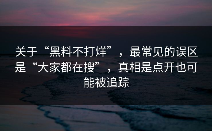 关于“黑料不打烊”，最常见的误区是“大家都在搜”，真相是点开也可能被追踪