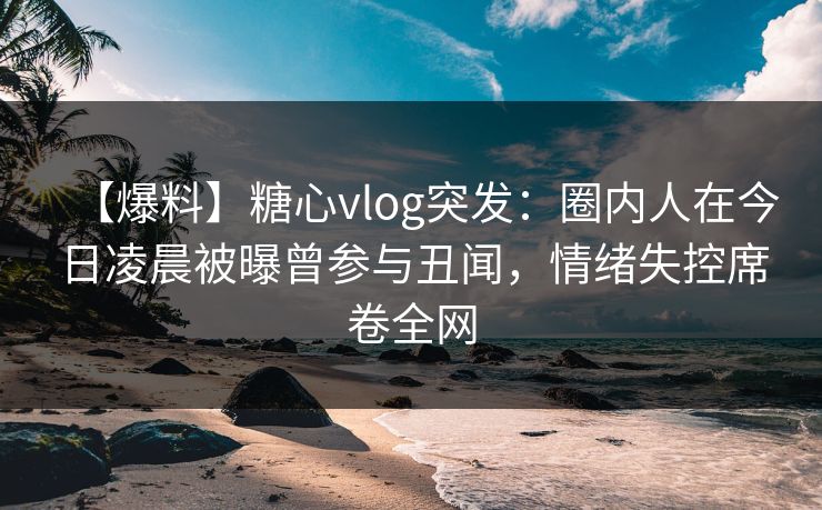 【爆料】糖心vlog突发：圈内人在今日凌晨被曝曾参与丑闻，情绪失控席卷全网